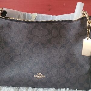 Coach Brown Shoulder Bag with Gold Hardware